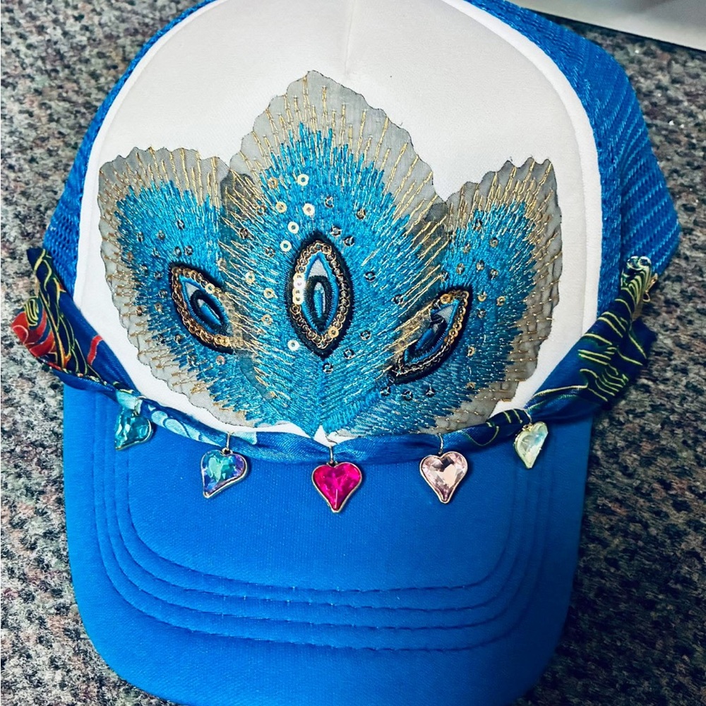 Blue Kids Cap with Heart Accents